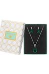 Jon Richard Gift Packed Green Pear Drop Necklace And Earring Jewellery Set thumbnail 2