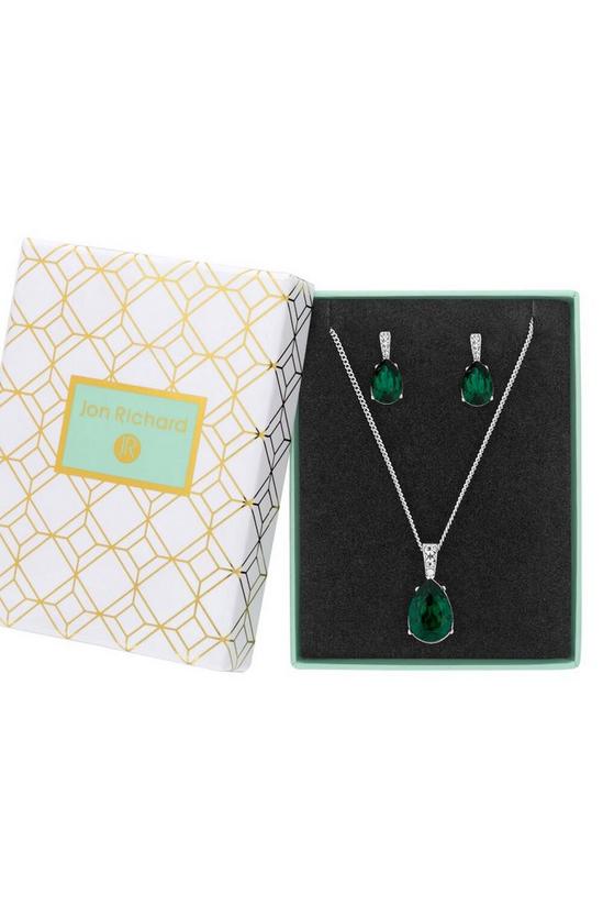 Jon Richard Gift Packed Green Pear Drop Necklace And Earring Jewellery Set 2