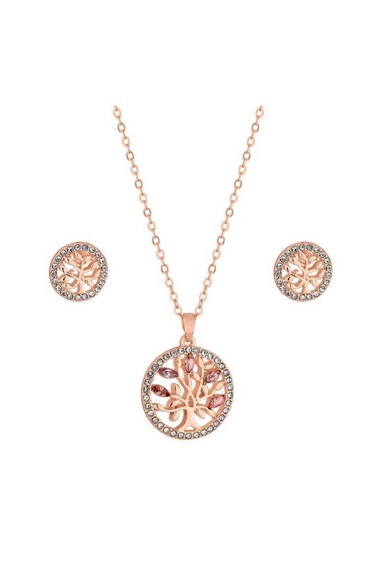 Jon Richard Gift Packaged Rose Gold Pink Tree of Love Necklace and Earring Jewellery Set 1