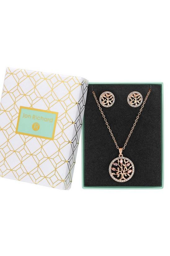 Jon Richard Gift Packaged Rose Gold Pink Tree of Love Necklace and Earring Jewellery Set 2