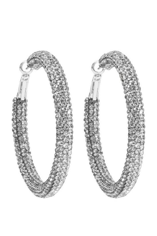 Mood Silver Diamante Hoop Earrings 1