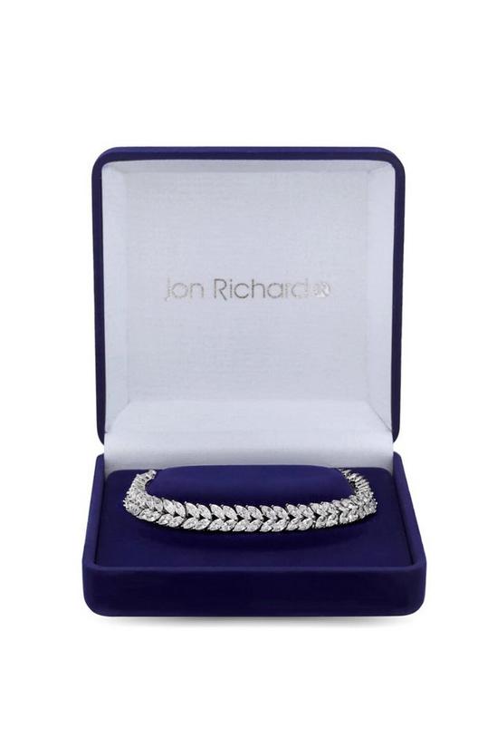 Jon Richard Gift Packaged Silver Cubic Zirconia Crystal Navette Leaf Bracelet 3