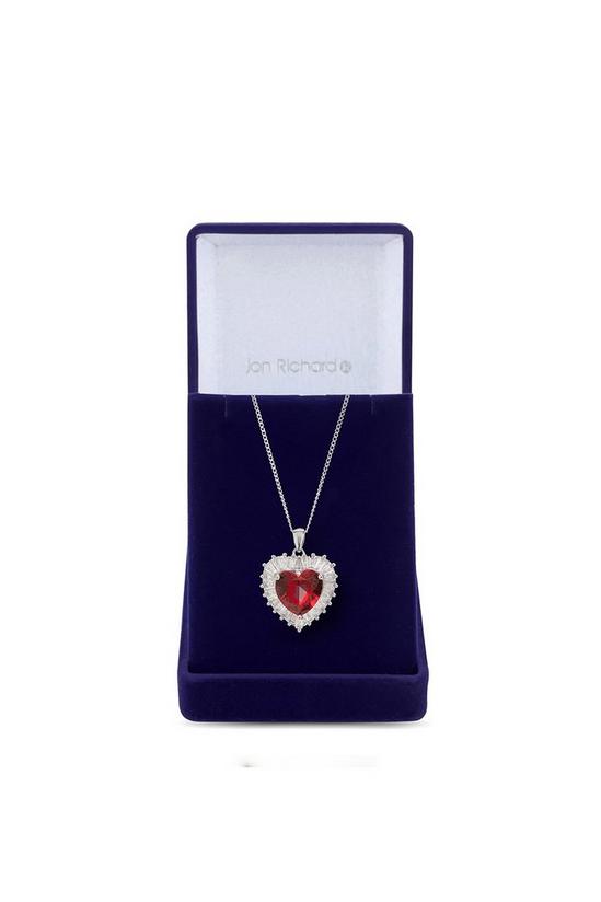 Jon Richard Gift Packaged Rhodium And Red Heart Cubic Zirconia Necklace 1