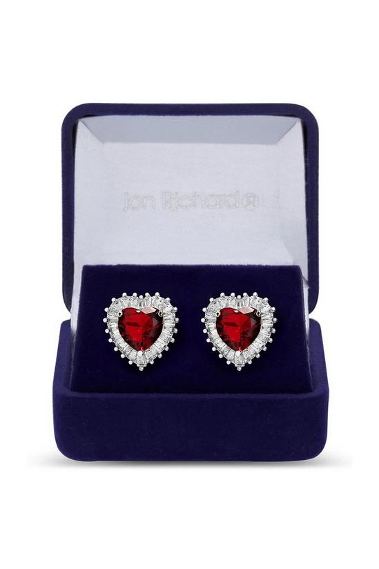Jon Richard Gift Packaged Red Cubic Zirconia Heart Stud Earrings 1