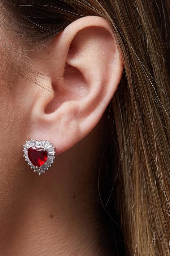 Jon Richard Gift Packaged Red Cubic Zirconia Heart Stud Earrings 3