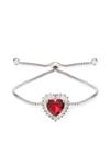 Jon Richard Gift Packaged - Silver D Red Cubic Zirconia Heart Toggle Bracelet thumbnail 1