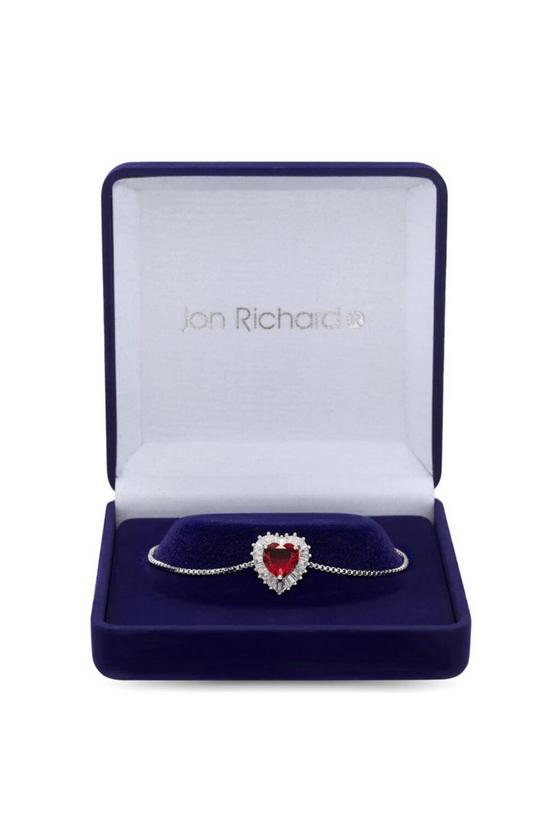 Jon Richard Gift Packaged - Silver D Red Cubic Zirconia Heart Toggle Bracelet 2
