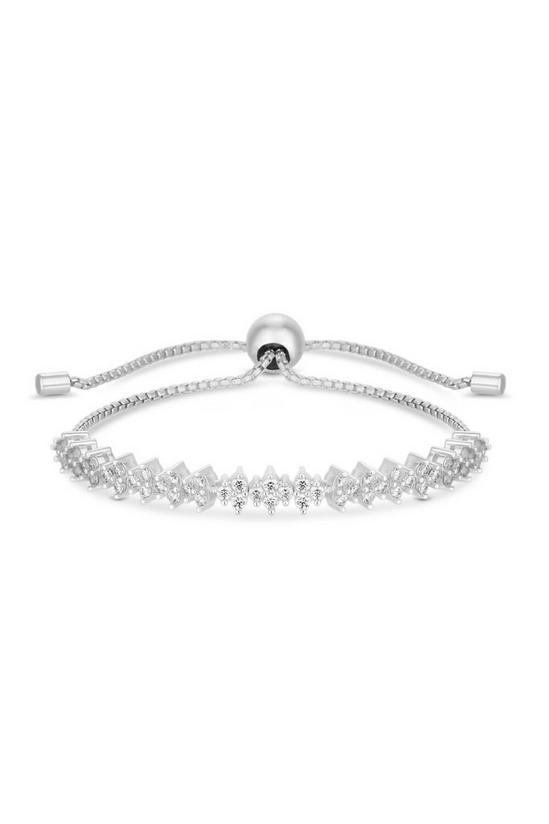 Simply Silver Sterling Silver 925 with Cubic Zirconia Cluster Toggle Bracelet 1