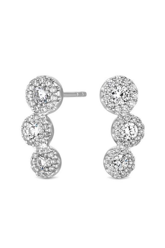Simply Silver Sterling Silver 925 with Cubic Zirconia Halo Climber Earrings 1