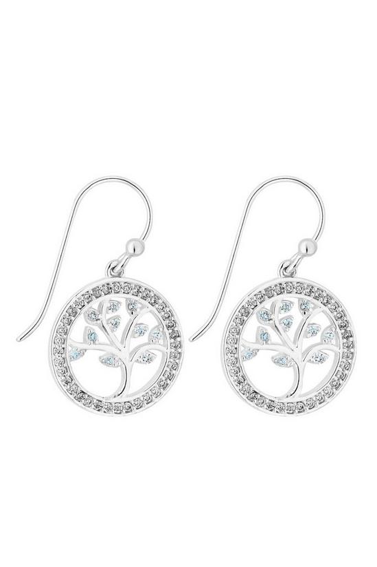 Simply Silver Sterling Silver 925 Embellished with Crystals Blue Tree Of Love Drop Earrings 1