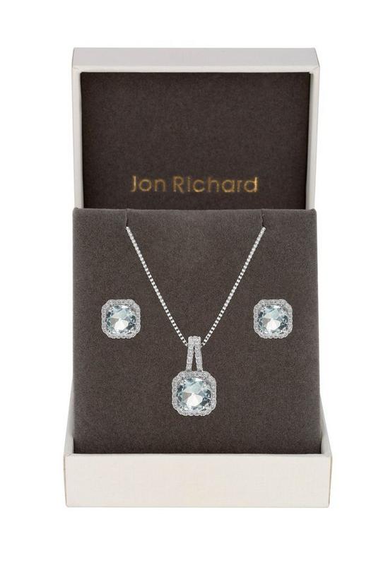 Jon Richard Gift Packaged Cubic Zirconia And Aqua Earring And Necklace Set 1