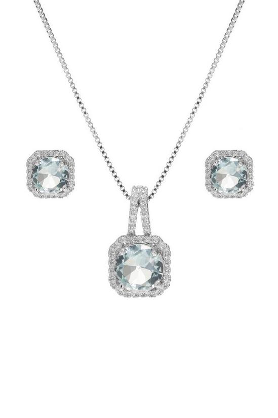 Jon Richard Gift Packaged Cubic Zirconia And Aqua Earring And Necklace Set 2