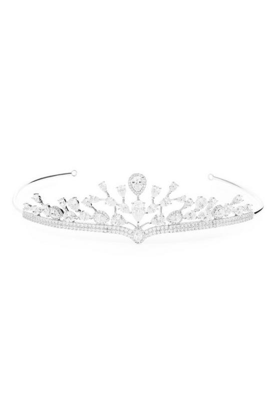Jon Richard Aurora Silver Plated Cubic Zirconia Halo Pear Statement Crown Tiara 1