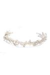 Jon Richard Delilah Silver Plated Pave Feather And Pearl Tiara -  Gift Pouch thumbnail 1