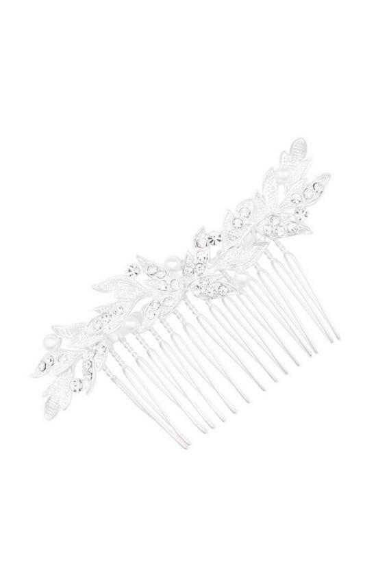 Jon Richard Silver Plated Pave And Pearl Leaf Comb 1