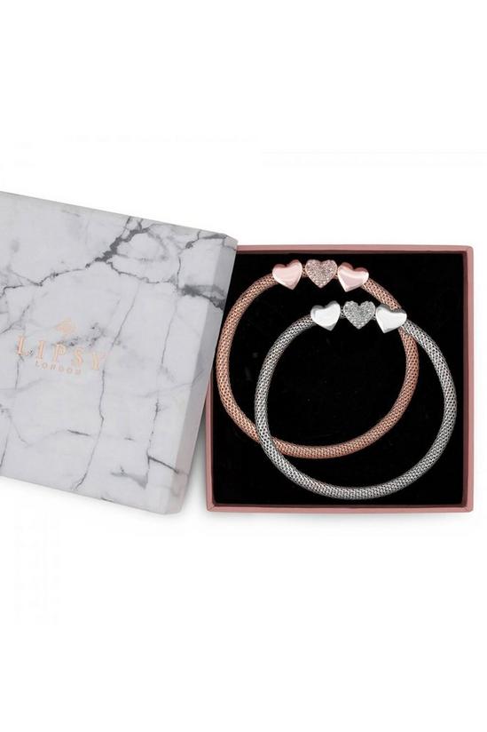 Lipsy Silver and Rose Gold Mesh Charm Bracelet Gift Set 3