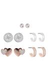 Lipsy Silver and Rose Gold Heart and Hoop 5-Pack Earrings thumbnail 1