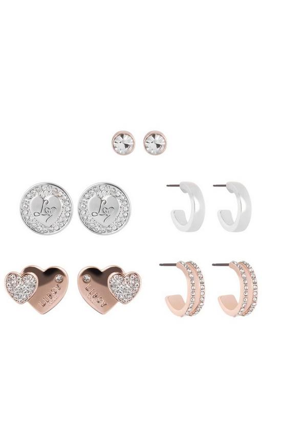 Lipsy Silver and Rose Gold Heart and Hoop 5-Pack Earrings 1