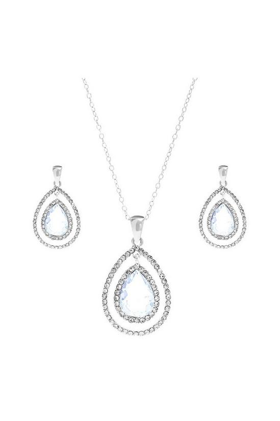 Mood Silver Pear drop Necklace and Earring Jewellery Set 1