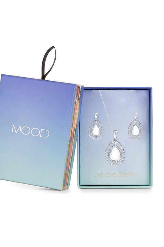 Mood Silver Pear drop Necklace and Earring Jewellery Set 2