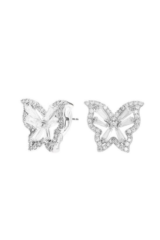 Jon Richard Silver Cubic Zirconia Butterfly Stud Earrings 1