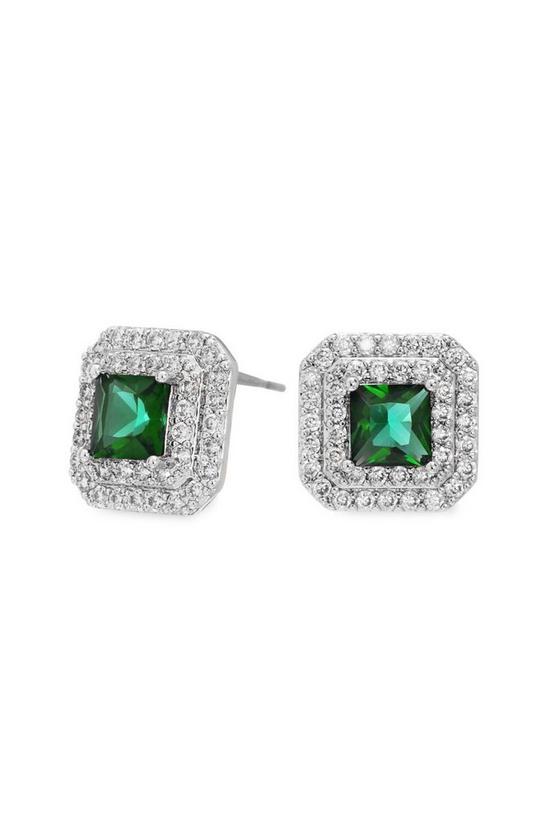 Jon Richard Silver Plated Emerald Green Cubic Zirconia Stud Earrings 1