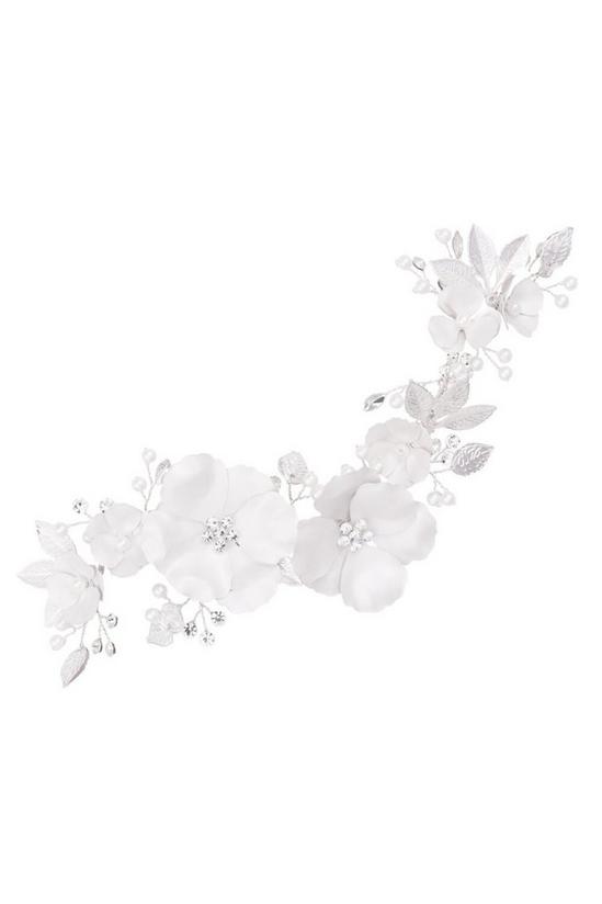 Jon Richard Silver Plated Enamel Petal And Crystal Leaves Hair Slide - Gift Pouch 1