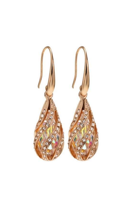 Jon Richard Jon Richard Radiance Collection -Rose Gold Cage Drop Earrings Embellished With Crystals 1