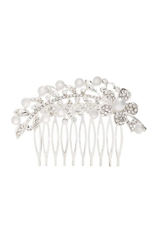 Mood Silver Crystal and Pearl Hair Comb 1