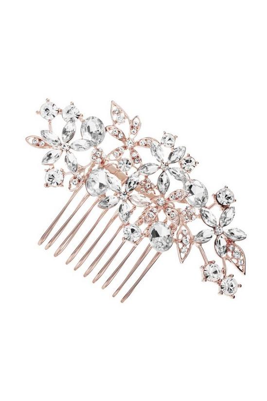 Mood Rose Gold Floral Crystal Hair Comb 1