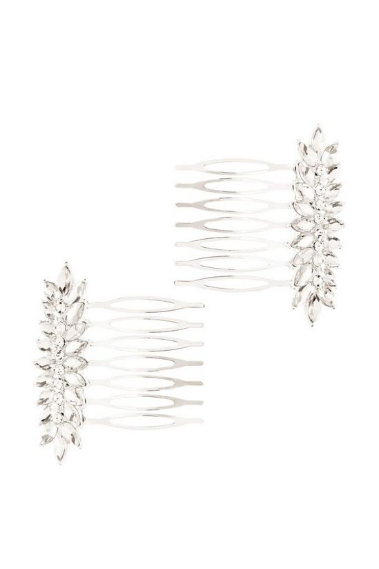 Mood Silver Crystal 2 Pack Hair Comb 1