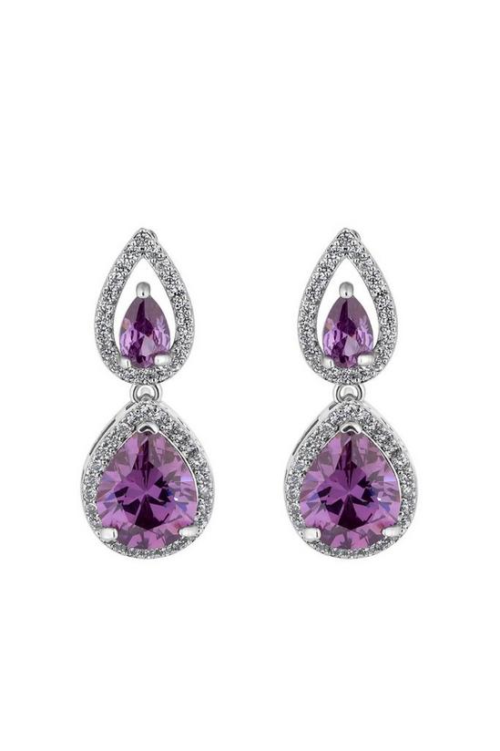 Jon Richard Silver Cubic Zirconia Purple Pear Drop Earrings 1