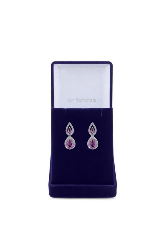 Jon Richard Silver Cubic Zirconia Purple Pear Drop Earrings 2