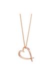 Simply Silver 14ct Rose Gold Plated Sterling Silver 925 Open Heart Pendant Necklace thumbnail 1