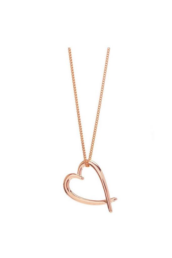 Simply Silver 14ct Rose Gold Plated Sterling Silver 925 Open Heart Pendant Necklace 1