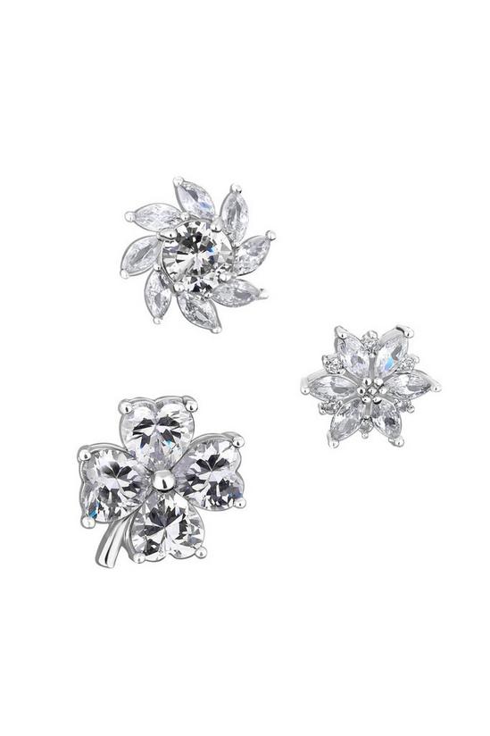 Jon Richard Gift Packaged Cubic Zirconia Floral 3 Pack Brooch 1
