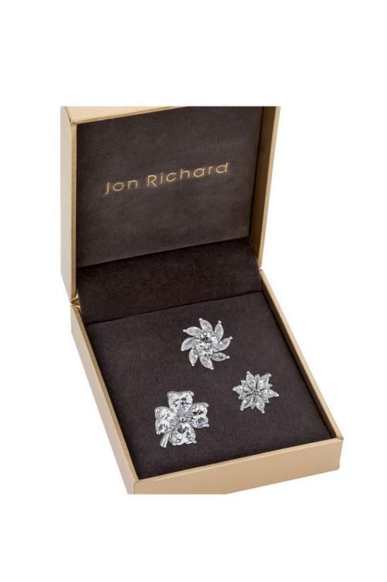 Jon Richard Gift Packaged Cubic Zirconia Floral 3 Pack Brooch 2