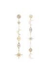 Lipsy Gold With Crystal Celestial Mis-Match Drop Earrings thumbnail 1