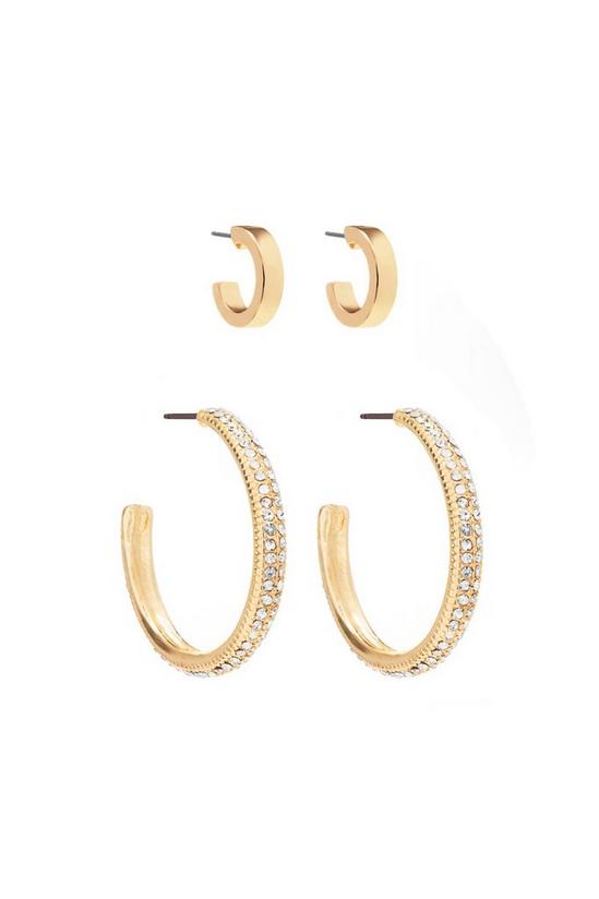 Lipsy Gold With Crystal 2-Pack Hoop Earrings 1