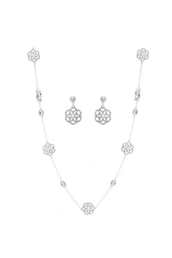 Mood Silver Filigree Long Necklace And Earring Jewellery Set 1