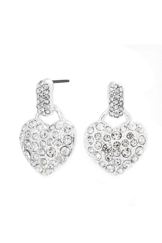 Mood Silver Crystal Heart Drop Earrings 1