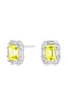 Simply Silver Sterling Silver 925 with Cubic Zirconia Yellow Emerald Cut Stud Earrings thumbnail 1