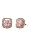 Simply Silver 14Ct Rose Gold Plated Sterling Silver With Cubic Zirconia Pink Square Halo Stud Earrings thumbnail 1