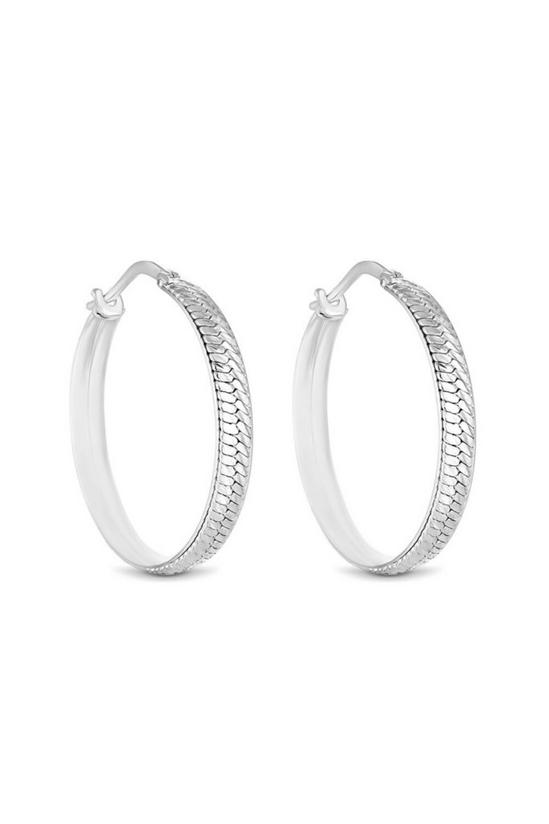 Simply Silver Sterling Silver 925 Herringbone Design Hoop Earrings 1