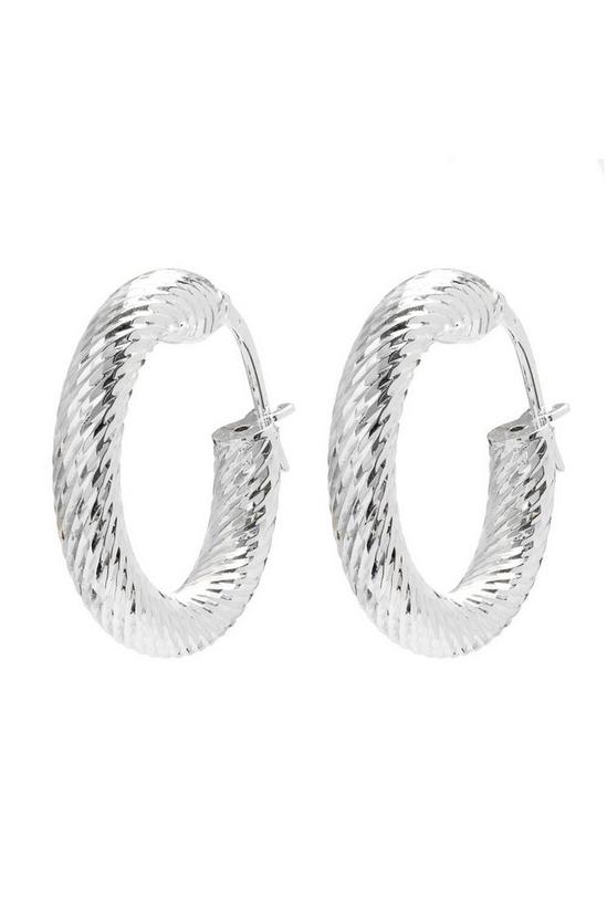 Simply Silver Sterling Silver 925 Diamond Cut Chunky Hoop Earrings 1