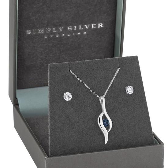 Simply Silver Sterling Silver 925 Blue Solitaire Twist Jewellery Set 2