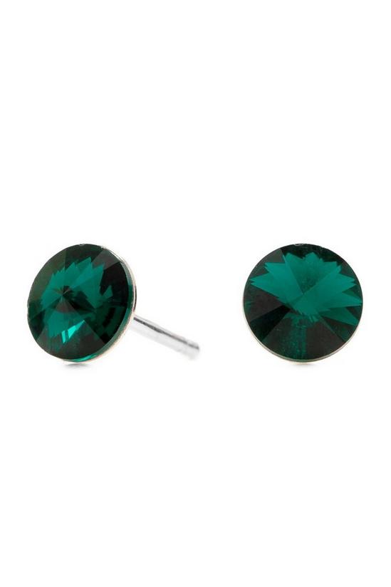 Simply Silver Sterling Silver 925 Embellished with Crystals Emerald Green Stud Earrings 1