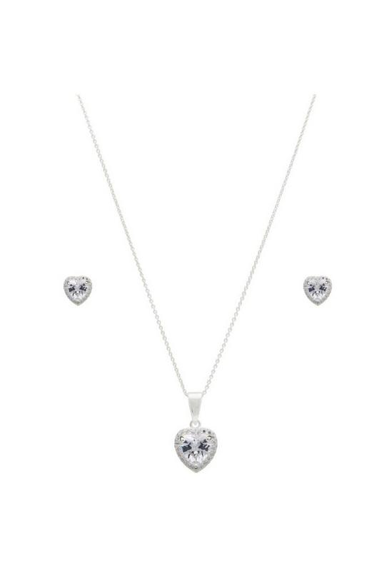 Simply Silver Gift Packaged Sterling Silver 925 Halo Heart Jewellery Set 1