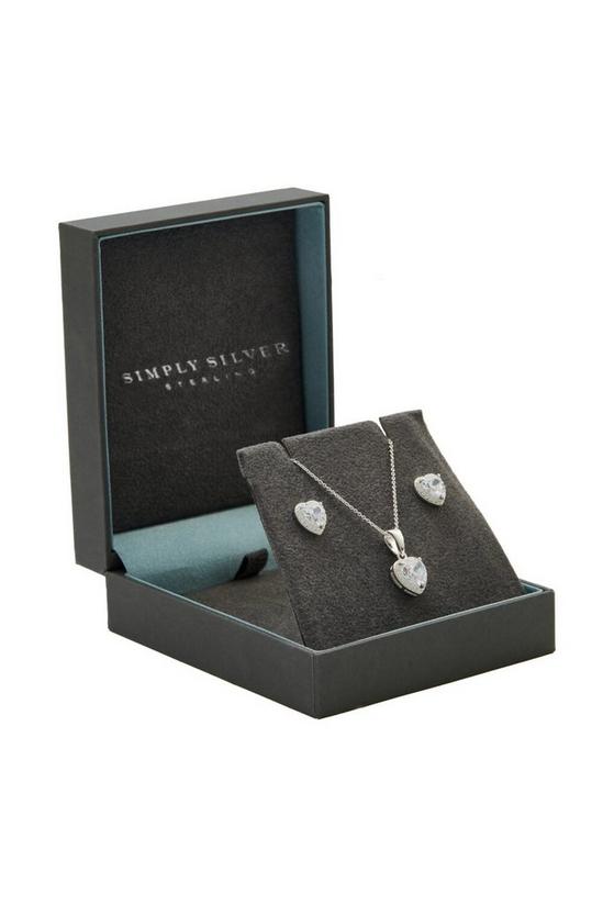 Simply Silver Gift Packaged Sterling Silver 925 Halo Heart Jewellery Set 2