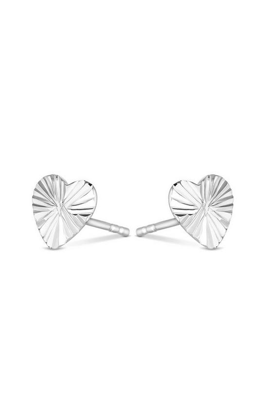 Simply Silver Sterling Silver 925 Diamond Cut Heart Stud Earrings 1